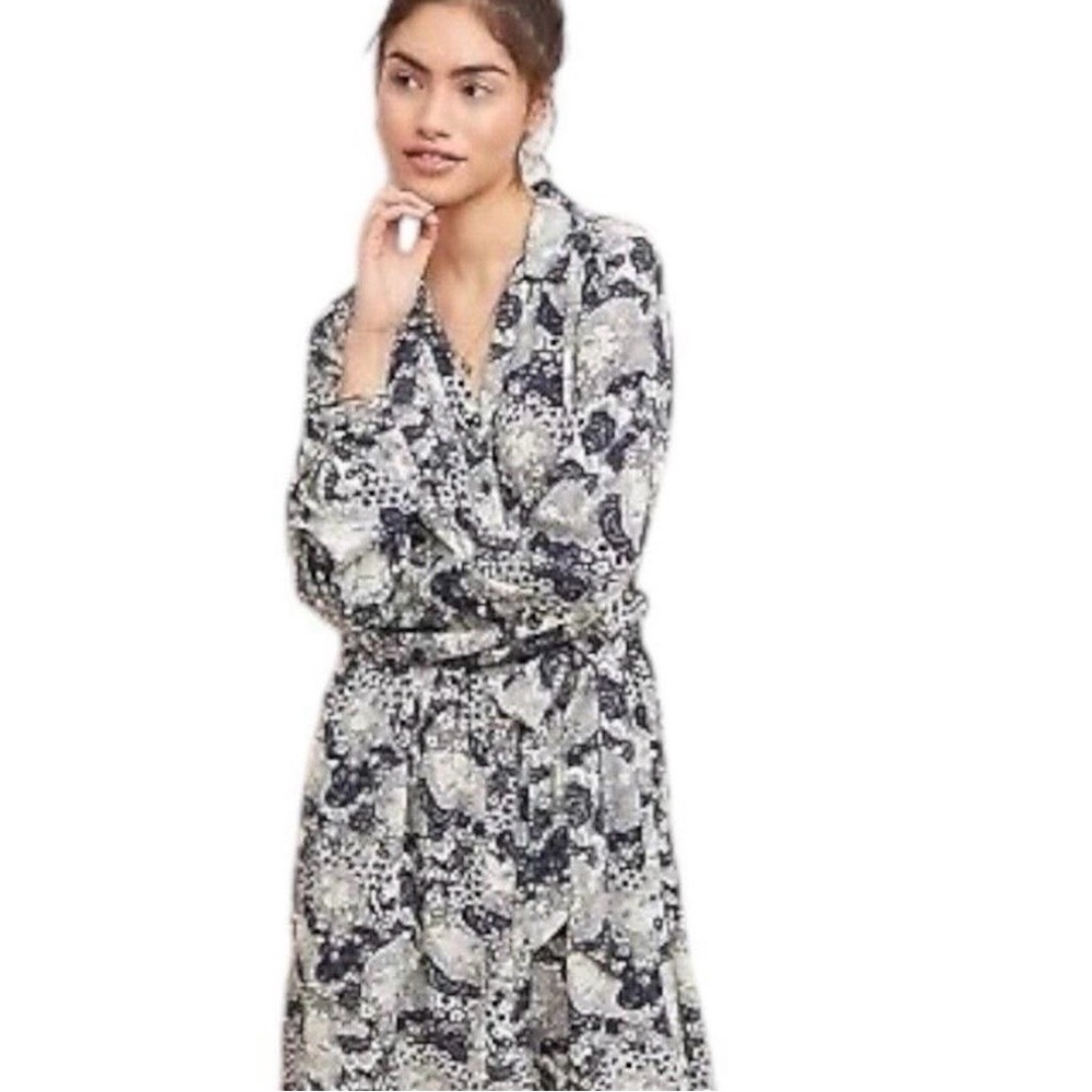 Anthropologie Floral Midi Dress - Black and White